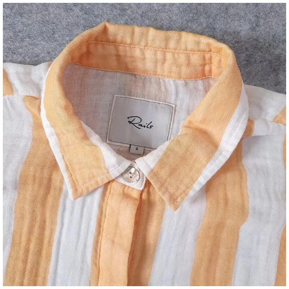 Rails Jamie Orange Ortona Stripe Top Womens Small Short Sleeve Organic Cotton